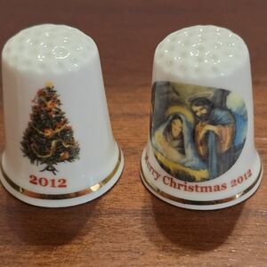 Merry Christmas 2012 Cottage Thimbles Fine Bone China Nativity Christmas Tree